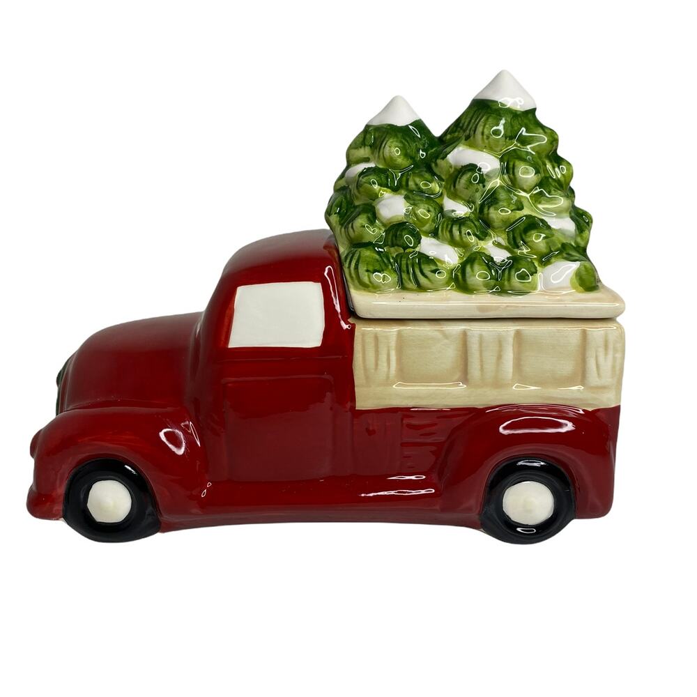 Winter Wonder Lane Christmas Red Truck Cookie/ Treat Jar New W/Out Tags